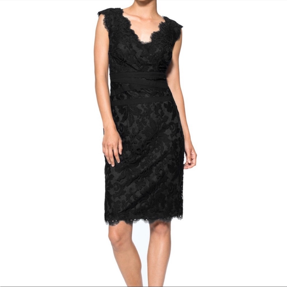 Tadashi Shoji Embroidered Lace V-Neck Dress